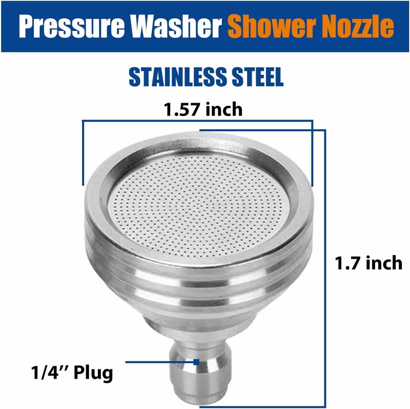 Solivede Stainless Steel Pressure Washer Nozzle Tips Soft Wash Gun Shower Nozzle with Large Spray Head, 1/4'' Quick Connect Adapter for Pressure Washer Gun Car Washing, Tire Detailing, Garden Watering - Image 2